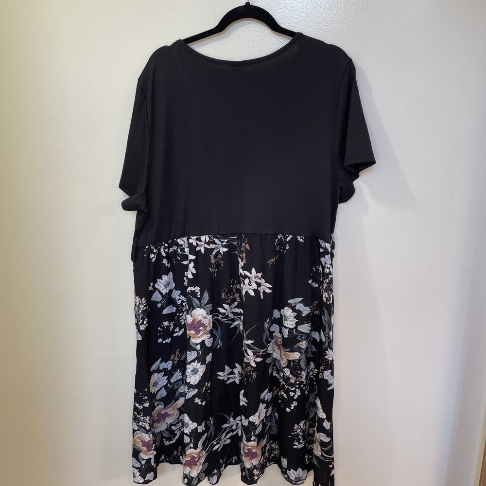 Emery Rose Women’s 4XL Dress Black With Floral Print Belted Elastic Waist NWT - Picture 7 of 10